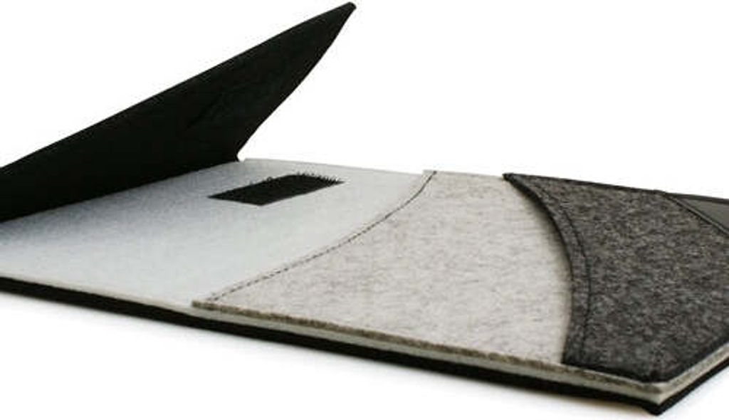 Kunst Filz Tasche Hülle Sleeve in Schwarz Grau für 10 Zoll Tablets