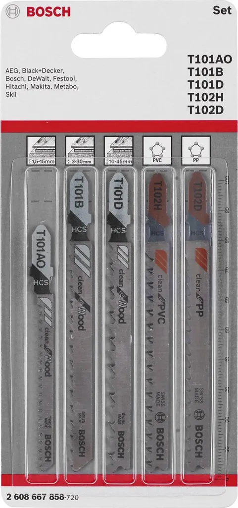 Set Professionale 5 Lame Seghetto Alternativo T-Shank Legno Plastica