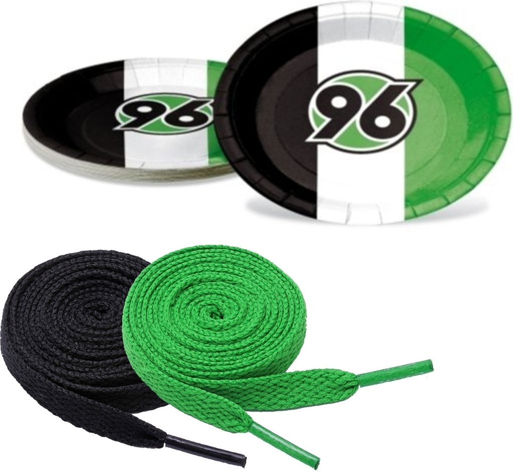 Hannover 96 10 Partyteller Teller Pappteller + 2 Paar Fan-Schnürsenkel 2# 19#