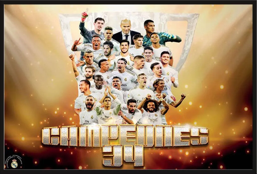 Déco Murale Foot Real Madrid 2019/2020 Encadrée pour Chambre ou Salon