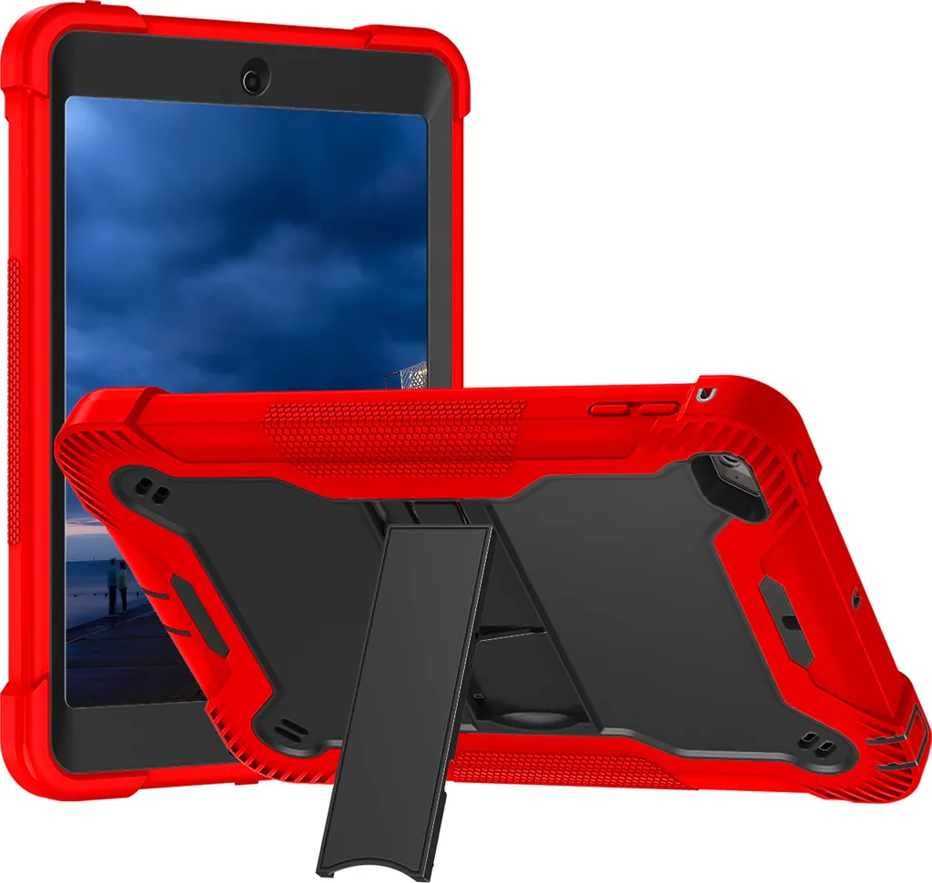 Custodia per bambini per iPad Mini 5, resistente e leggera custodia antiurto con design carino, maniglia e supporto rosso