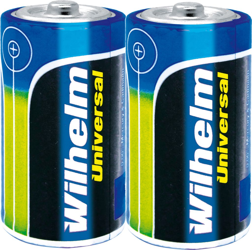 2 x Mono Wilhelm Alkaline Batterien LR20 1,5V