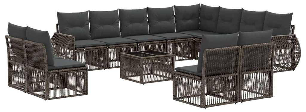 vidaXL Gartensofa-set 13 pcs Grau und Dunkelgrau Poly-Rattan