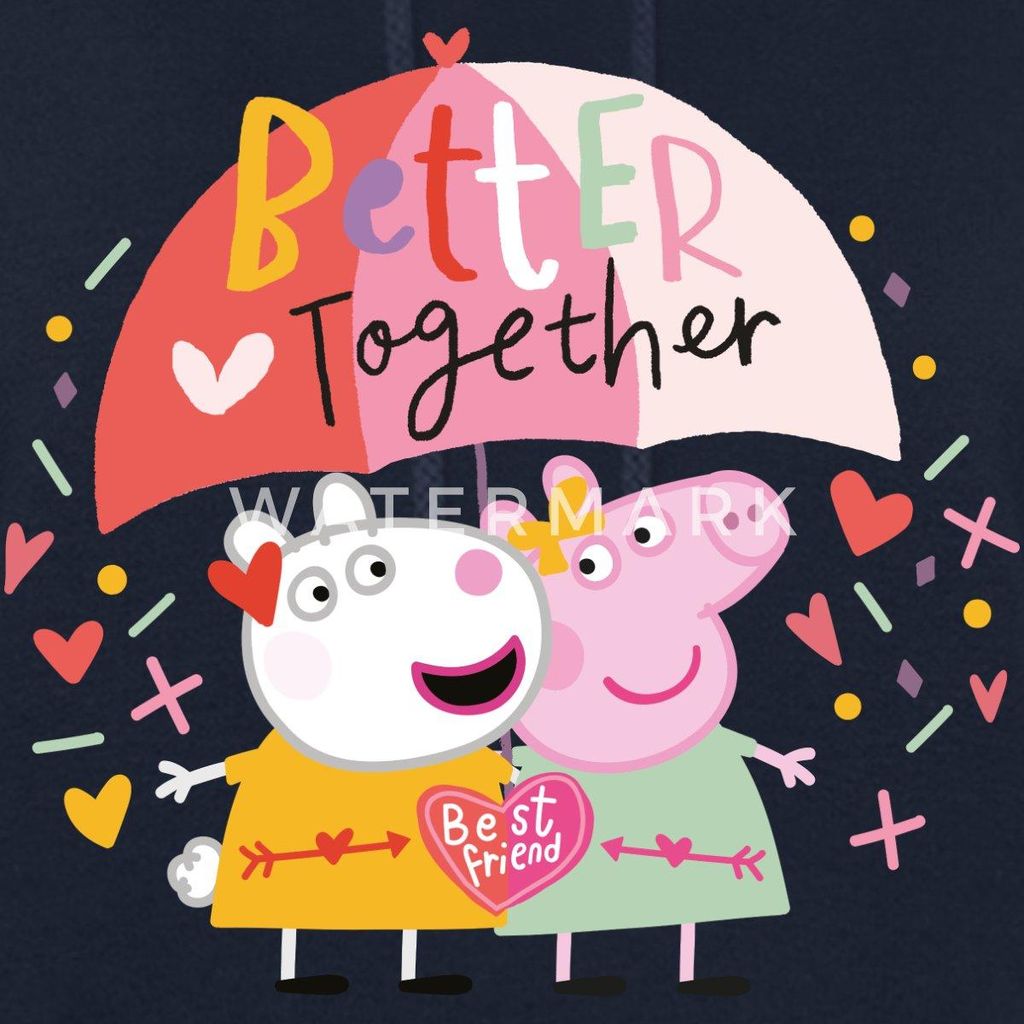 Spreadshirt Peppa Wutz Und Luzie Locke Better Together Damen Hoodie, L, Navy