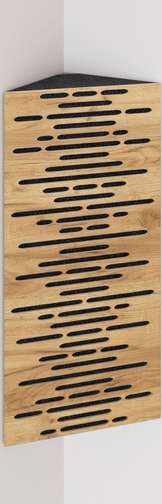 2er-Pack - Schmale akustische Eckbassfalle | Größe: 23 x 50 cm | Farbe: (Eiche, WAVE)