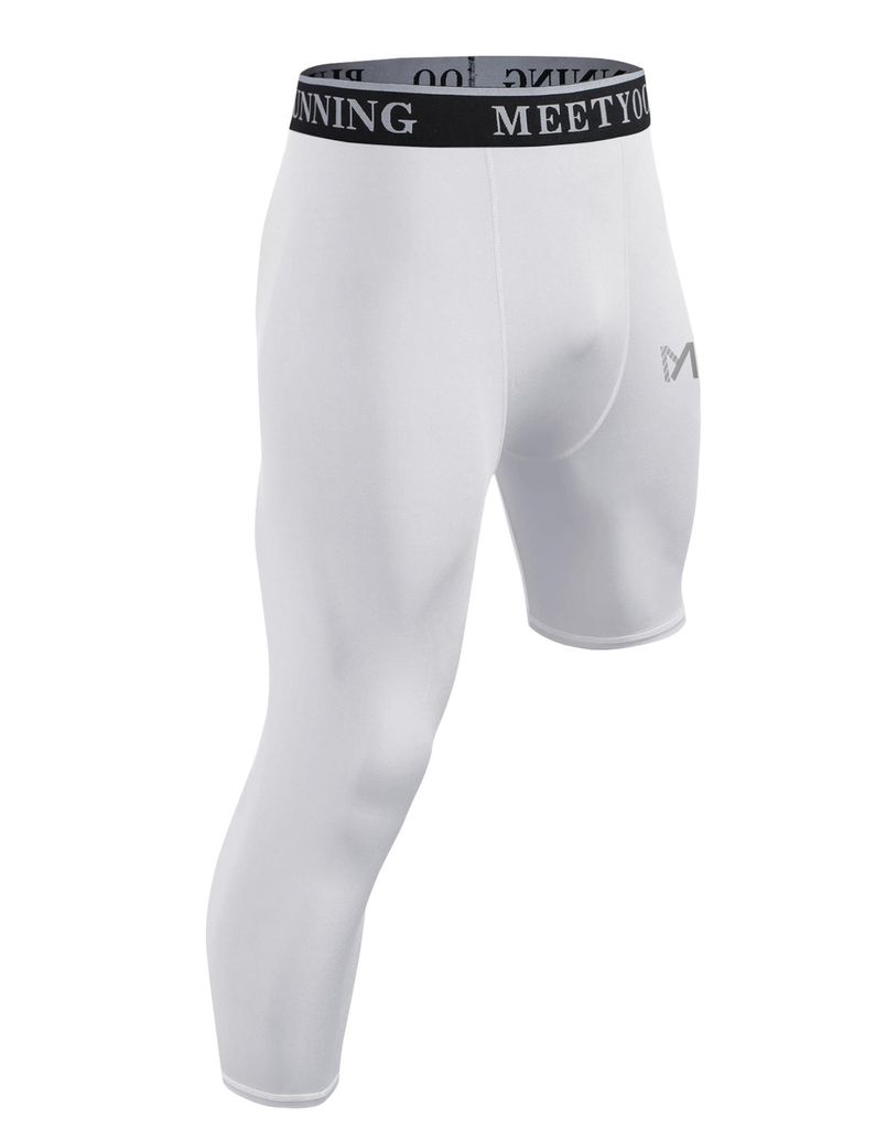 Herren Kompressionshose 3/4 Laufhose Single Leg Atmungsaktiv Funktional für Multisport Basketball Fitness Joggen Sporthose Grundschich...