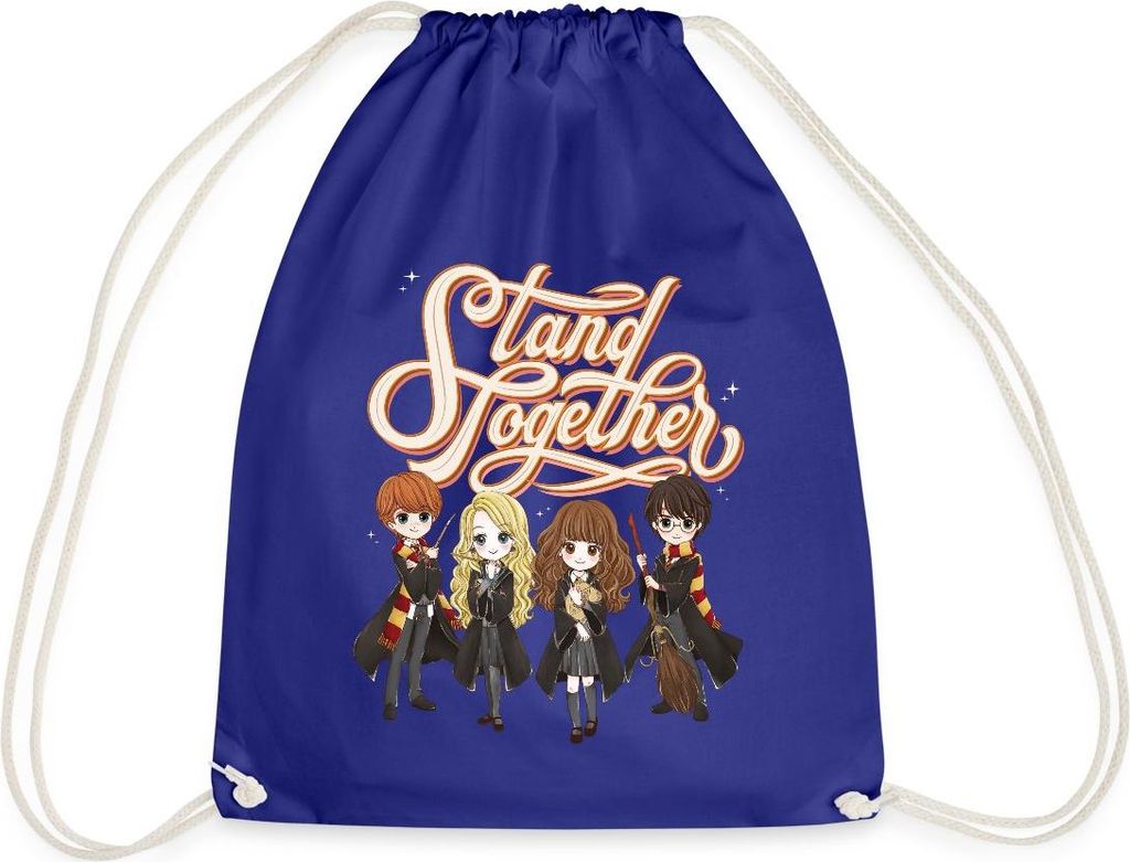 Spreadshirt Harry Potter Animierte Charaktere Stand Together Turnbeutel, One size, Königsblau