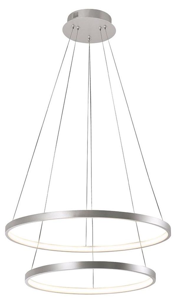 LED Hängeleuchte, Ringe, silber, Höhenverstellbar, D 50 cm Produktbild 