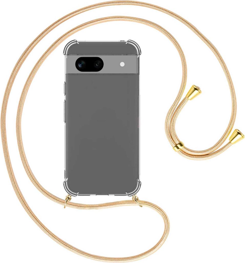 Handykette Backcover-Schutzhülle mit Band (Metall goldfarben) für Google Pixel 8A (6.1'') - Goldkordel