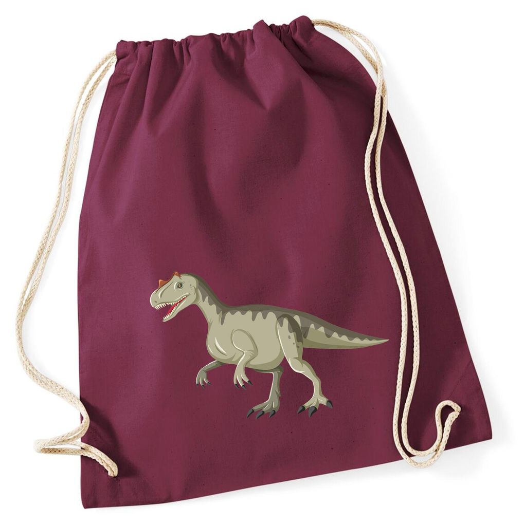 Huuraa Turnbeutel Allosaurus Dinosaurier 12 Liter Burgundy Baumwolle Rucksack Geschenkidee
