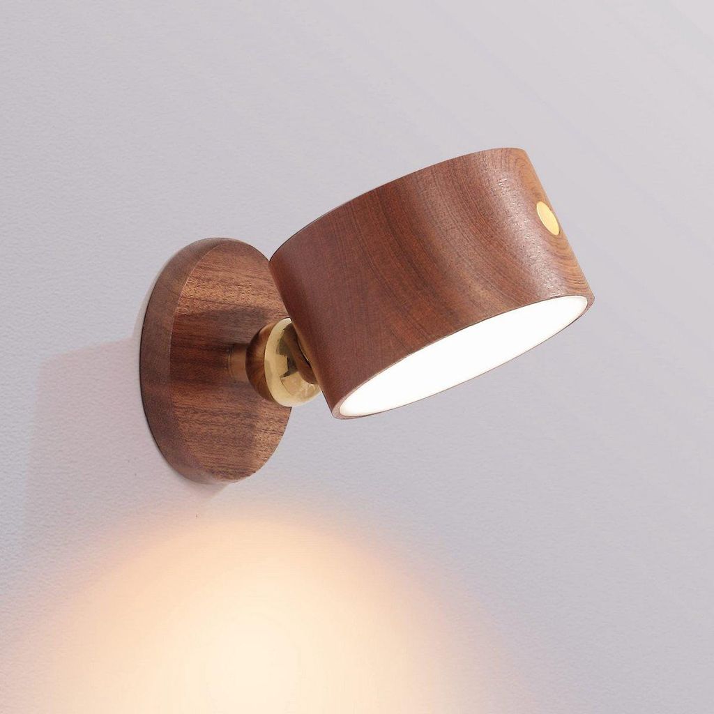Magnetische LED wandlamp, hout, dimbaar | 360° draaibaar, Productafbeelding 