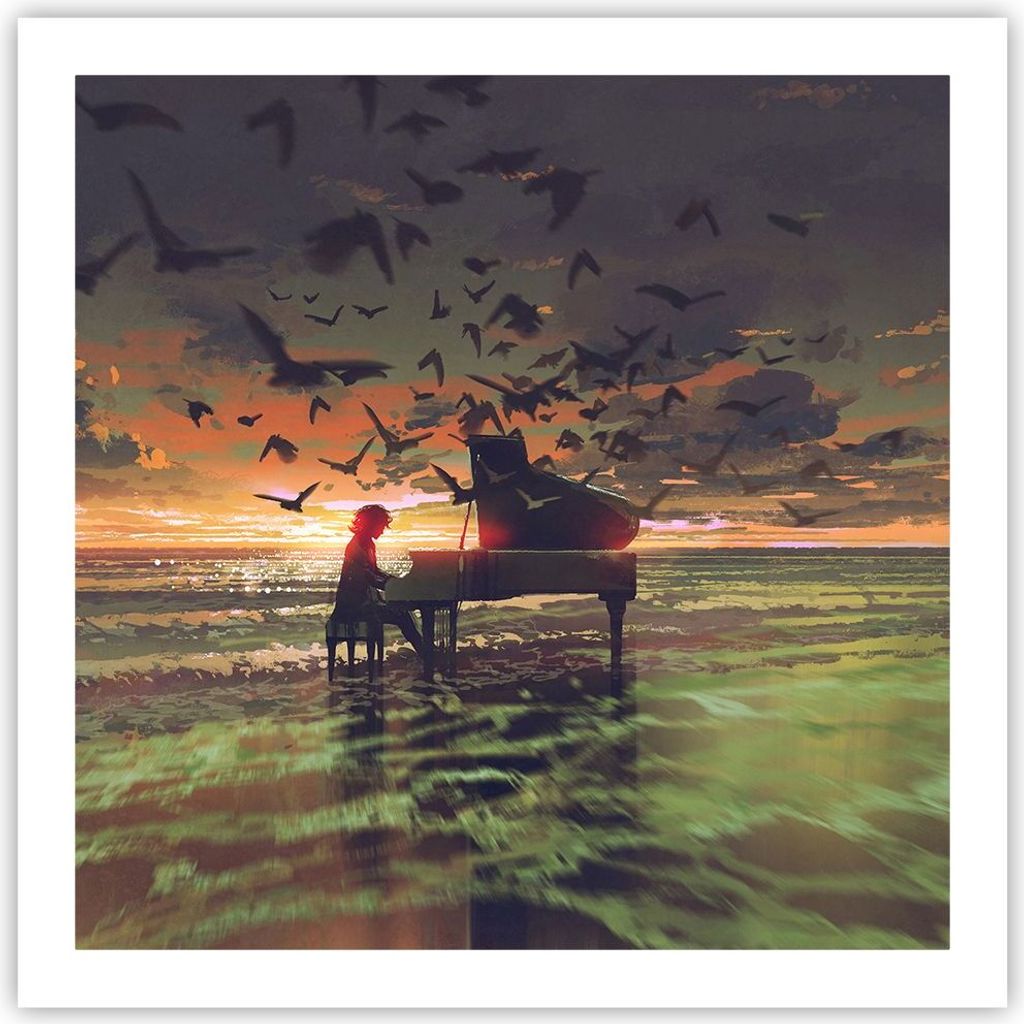 Poster - Poster ohne Rahmen - Klaviermusik - 60x60 cm - Wand Bild - Wanddeko - Wandbilder - Kunstposter - Wandposter - Bilder - Kunstdruck - Wandde...