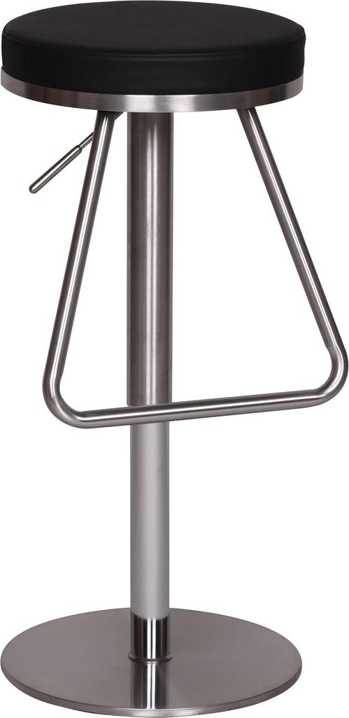 FineBuy Barhocker Edelstahl Schwarz höhenverstellbare Sitzfläche 54 - 79 cm Barstuhl Bistrohocker Gepolstert Thekenhocker 360° Drehbar Tresenstuhl