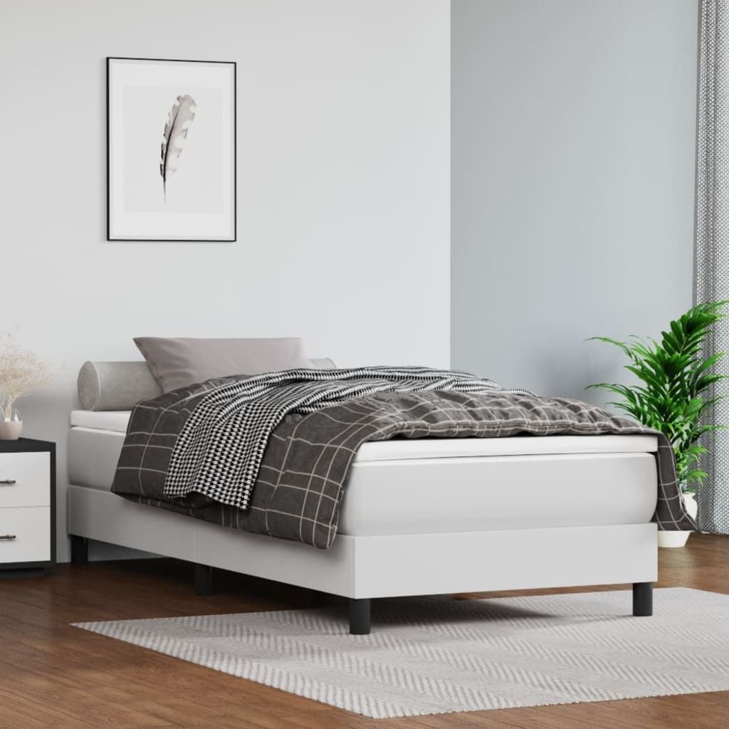"Rabatt" Boxspring-Bettrahmen 2 Personen - Schlafzimmerbett - Weiß 90x190 cm Kunstleder - Klassische Betten CC4544