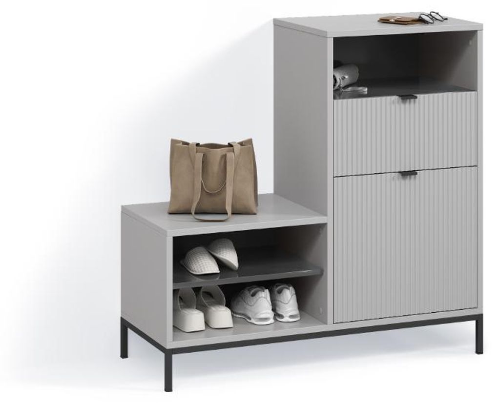 Schuhschrank Livinity Aterno Grau 100 x 98.5 cm mit Tür und Schublade, Model 58886