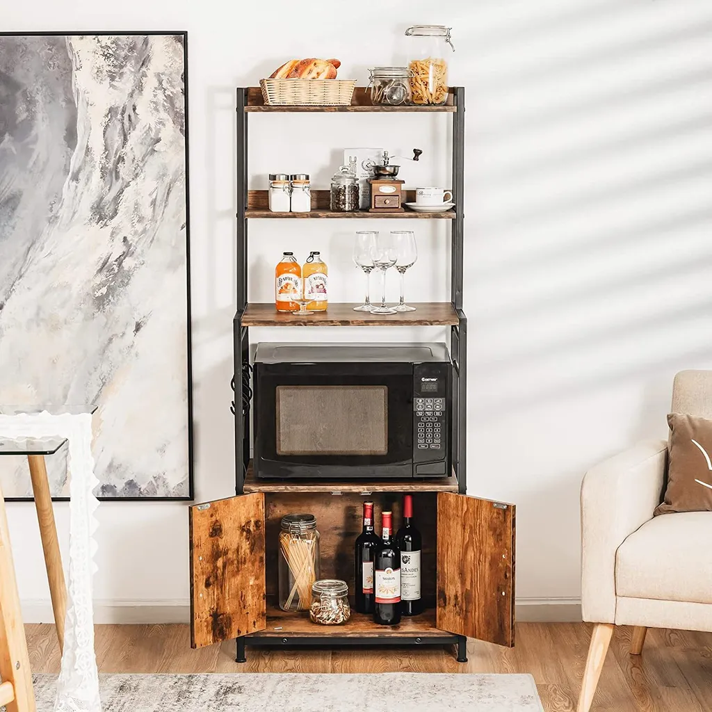 Meuble de Rangement Cuisine avec Étagères de Boulangerie et Placard