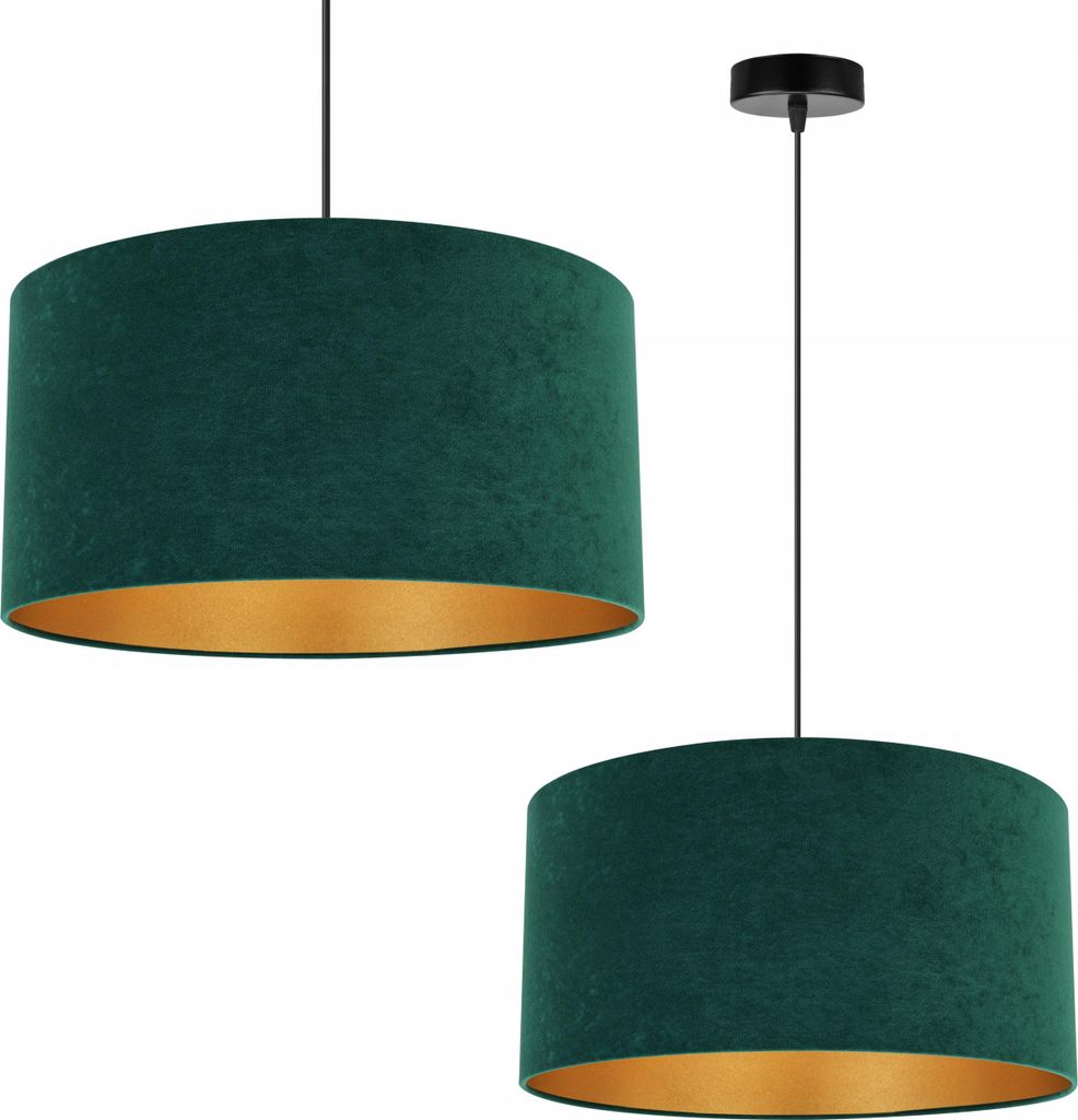 Suspension Lustre Velours doré Abat-jour Image du produit 