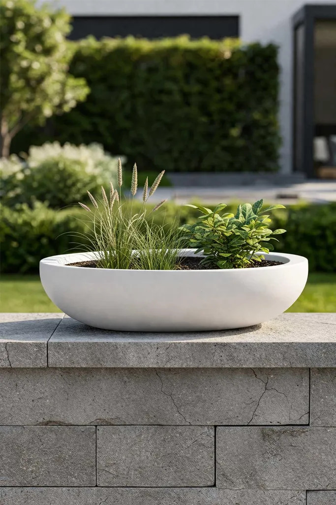 VIVANNO Dekoschale Fiberglas PLANA Schale, Weiß matt