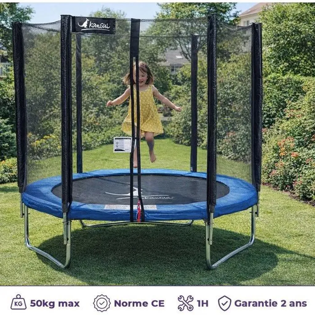 Trampoline 180 cm Kangui Robuste avec Filet et Coussin de Protection - 3