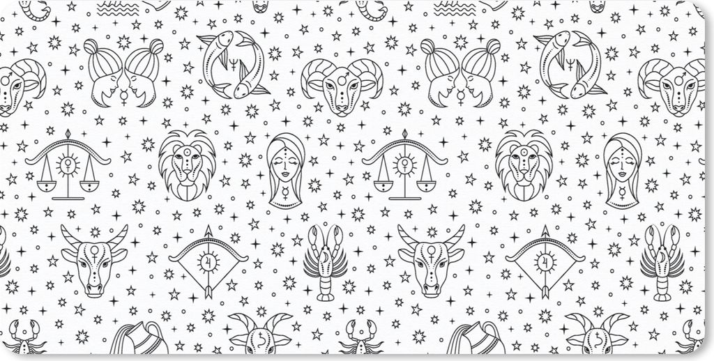 MuchoWow Schreibtischunterlage Konstellation - Muster - Tierkreis - Horoskop 80x40 cm - XXL Mauspad - Gaming Mauspad