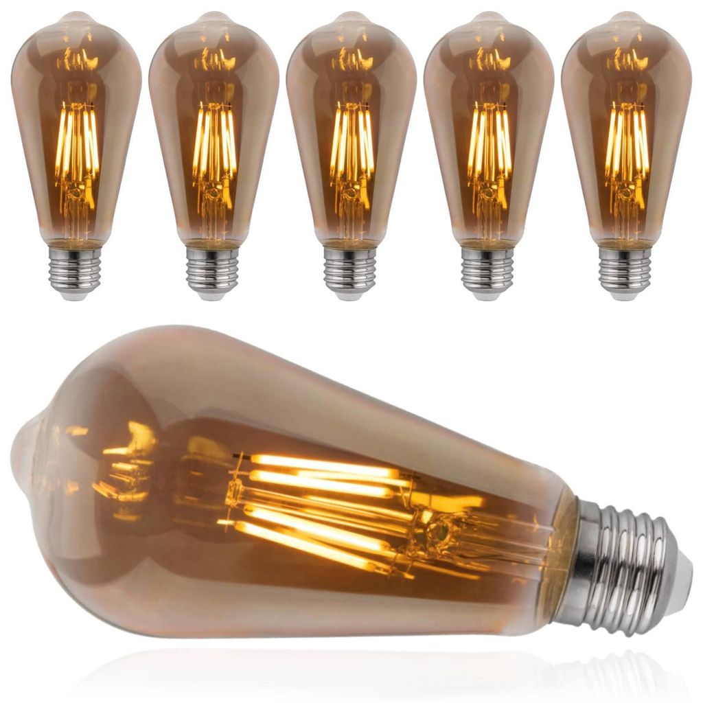 LUMILED 6x E27 LED žiarovky Vintage Edisonova žiarovka ST64 Obrázok produktu 