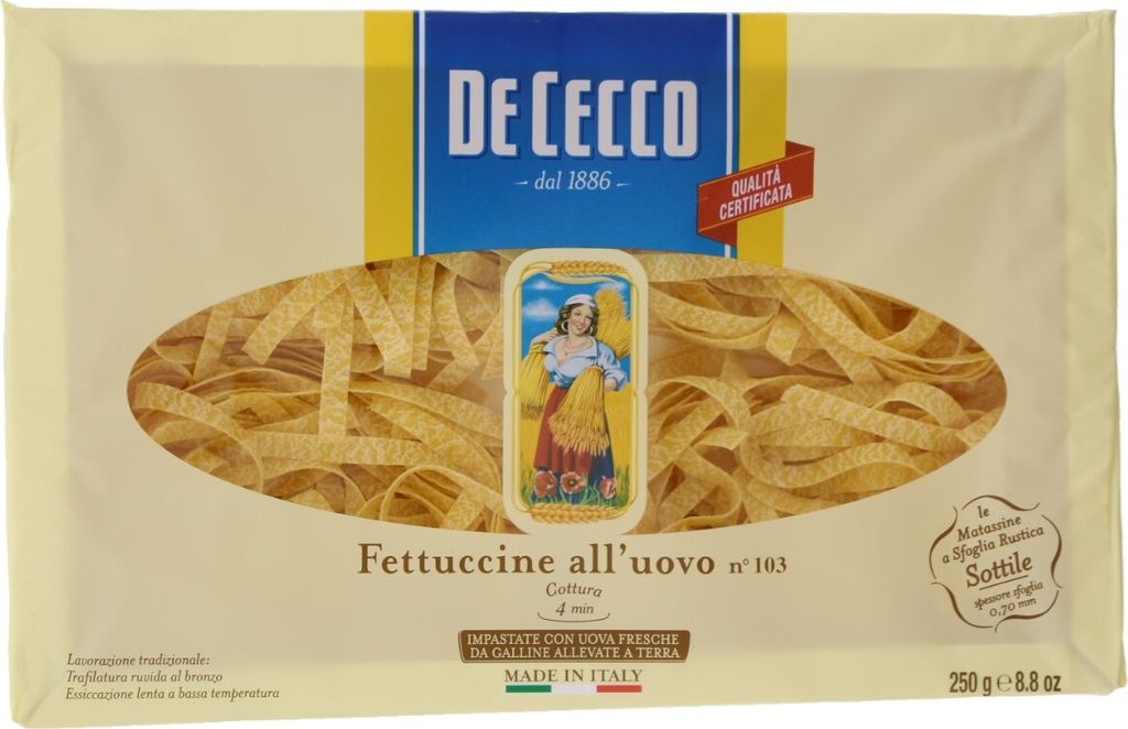 Eiernudeln Fettucine n103 all'Uovo 250g - De Cecco Produktbild 