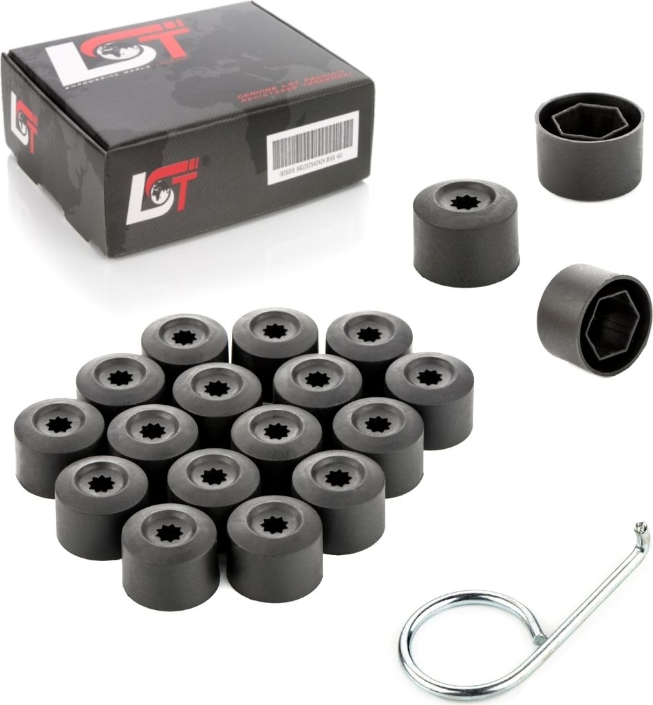 20x Radschrauben Abdeckkappen Set 17 mm schwarz für SAAB VOLVO OPEL VAUXHALL