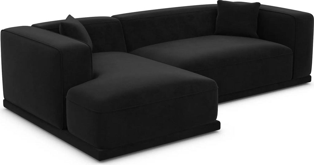 Samtstoff L-Form Sofa Diora Schwarz Links