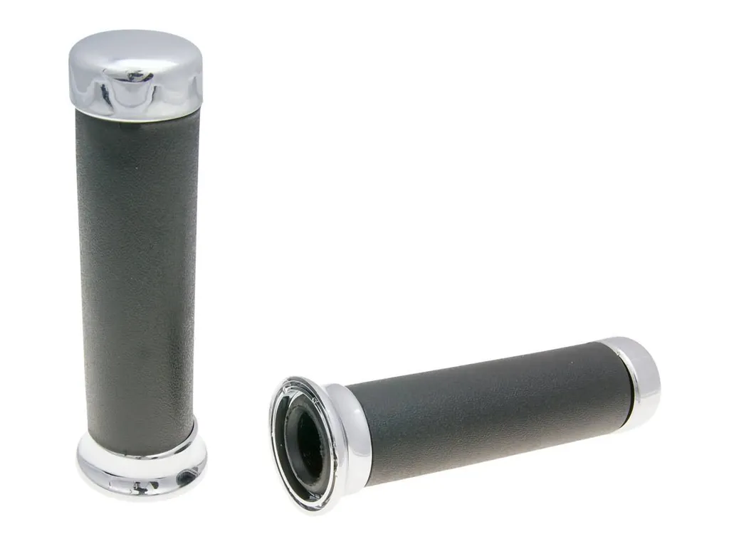 Poignées Domino 2470 On-Road anti-vibrations à embout chromé brillant