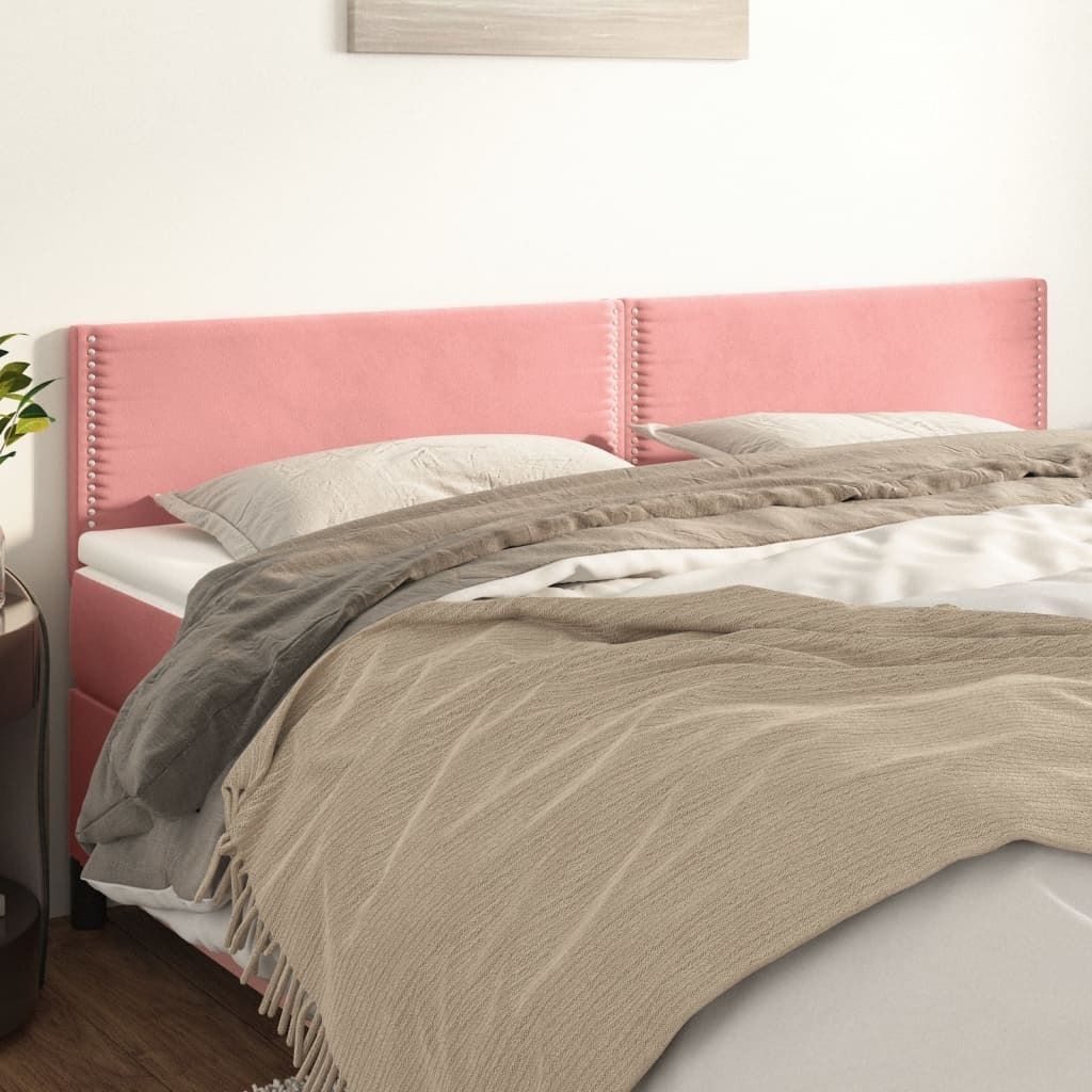 The Living Store Kopfteile 2 Stk. Rosa 100x5x78/88 cm Samt