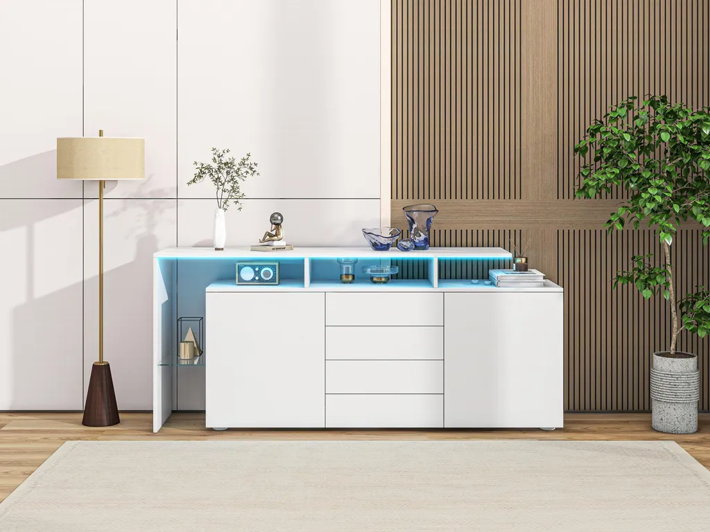 Commode de rangement lumineuse LED blanche, solution gain de place chic - 9