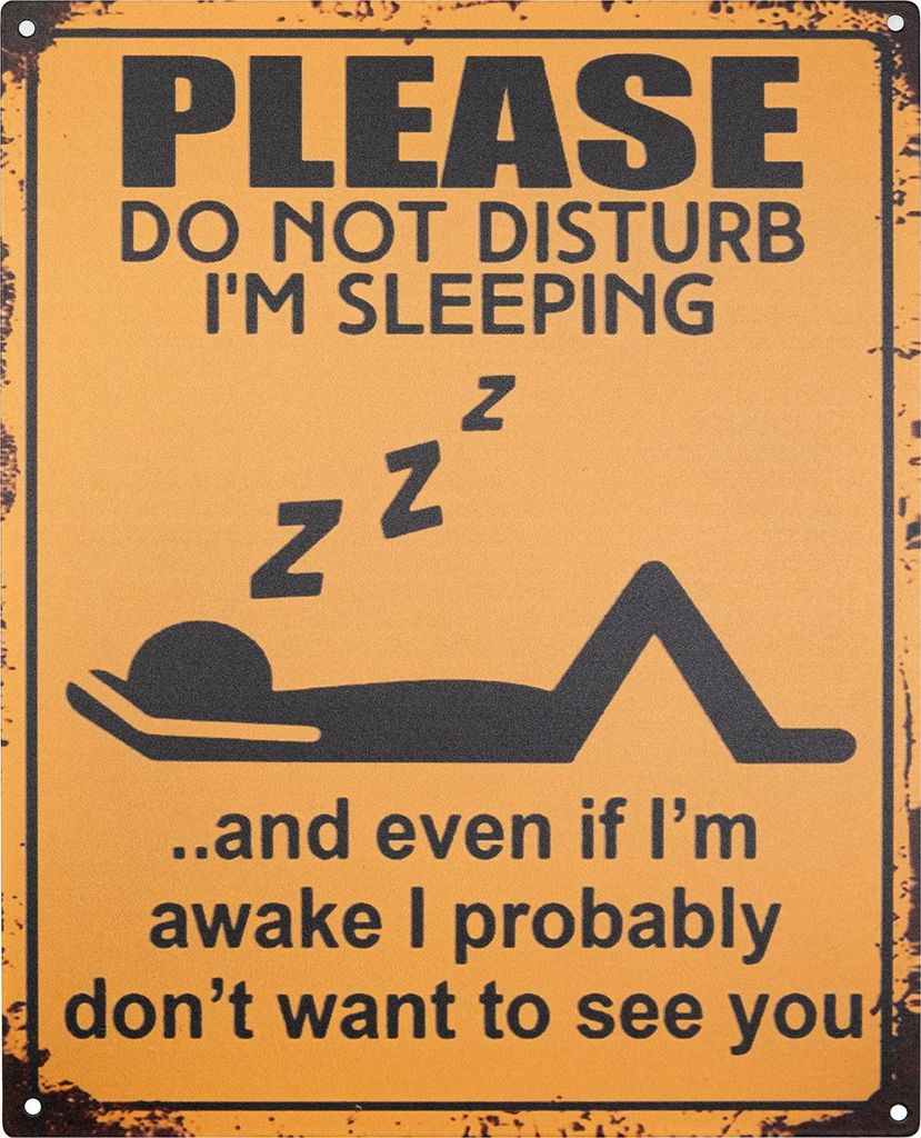 Moritz Blechschild 20 x 25 cm Please Do Not Disturb I ́m Sleeping Deko Metallschild Retro Vintage Retro Sprüche lustig