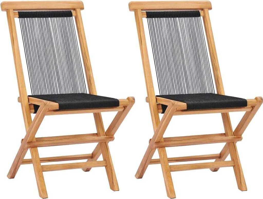 Klappbare Gartenstühle 2 Stk. Massivholz Teak und Seil , Gartenstühle Design 2024