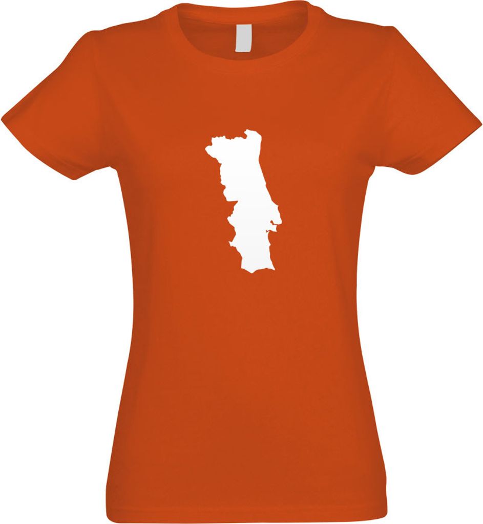 Kiwistar - T-Shirt tailliert - Damen - orange - Portugal Umriss Kontur - mit Motiv Bedruckt - Funshirt Design - Sport - Freizeit - Damen - XXL