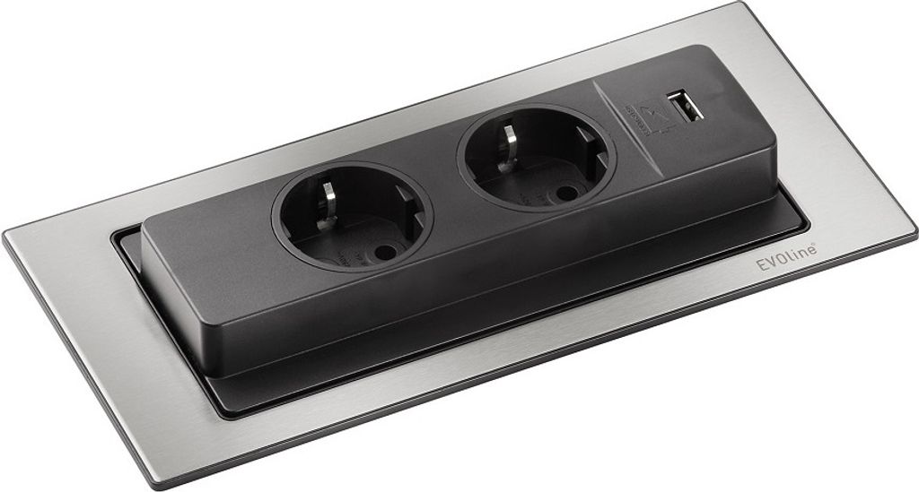 Evoline Backflip, Edelstahl 2-Fach Steckdose 417515 Produktbild 9
