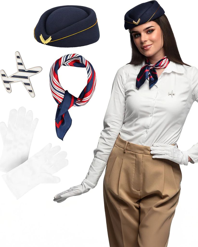 Boland Kostümset für Erwachsene, Flugbegleiter, Kostümzubehör für Fasching, Set