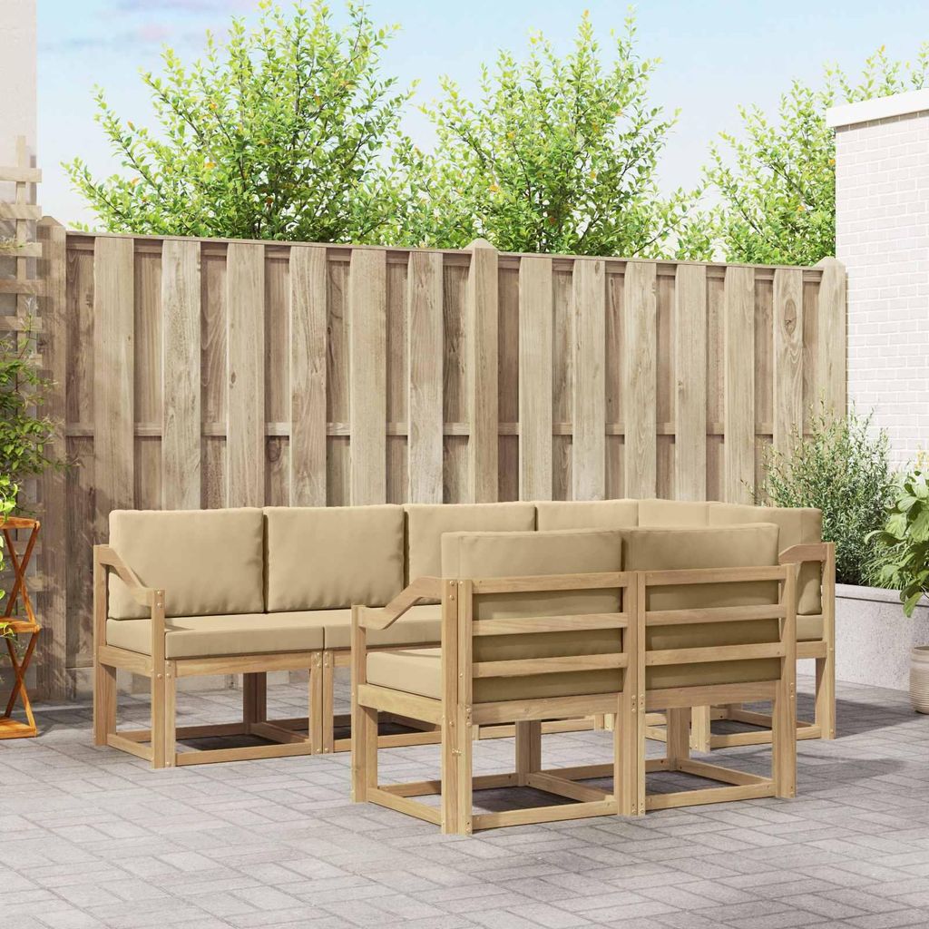 Möbel Outdoor-Sofagarnitur mit Kissen 7 pcs Weiß und Beige PolyesterGartensofas - Gartensofas c3149