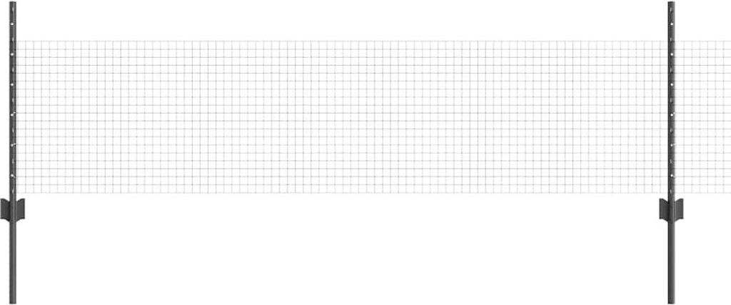 vidaXL Zaun mit Pfosten Grau 0,5 x 10 m Stahl