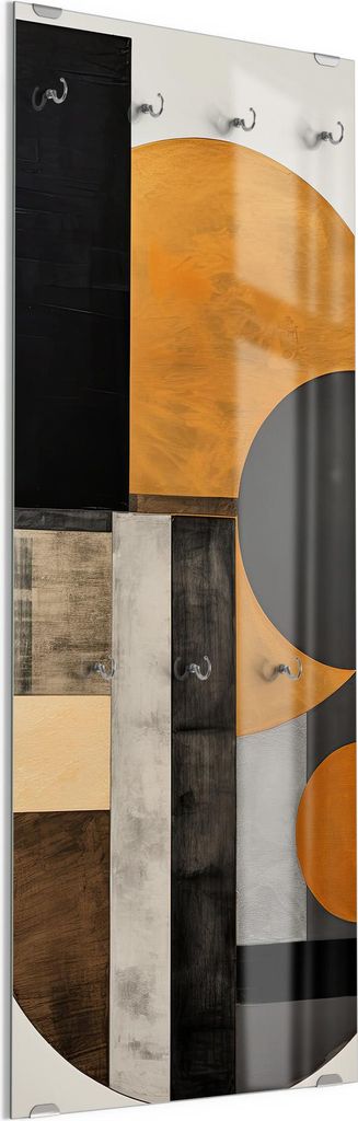 DEQORI Kleiderhaken aus Glas 50x125 cm 'Kreise im System' Wand Garderobe Paneel Haken