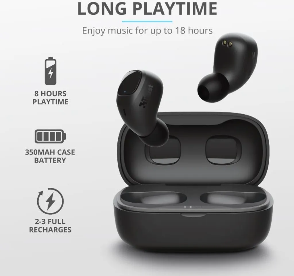Casque Bluetooth Trust Nika TWS - Écouteurs Compacts Noir avec Micro Intégré - 18