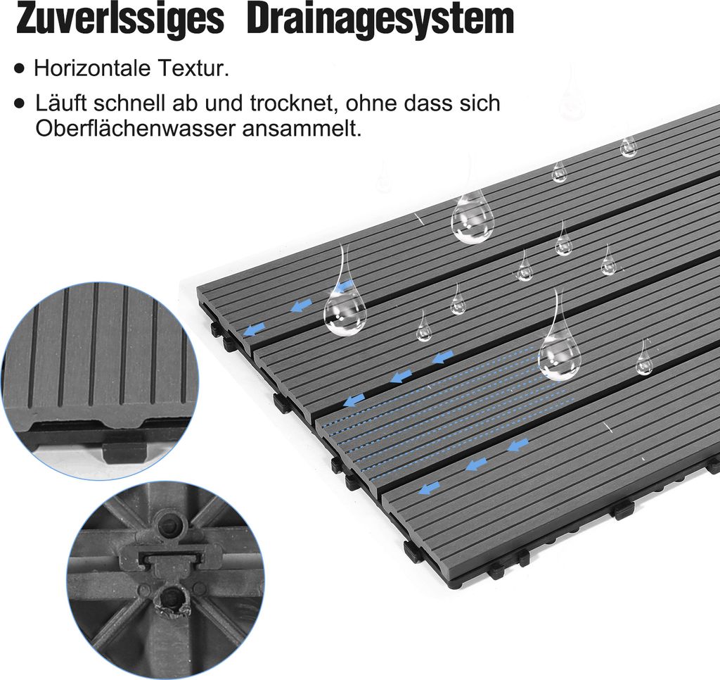 FORTENA Randabschluss Für Terrassenfliesen – 30x30 Cm, Braun, Anti-rutsch, Witterungsbeständig