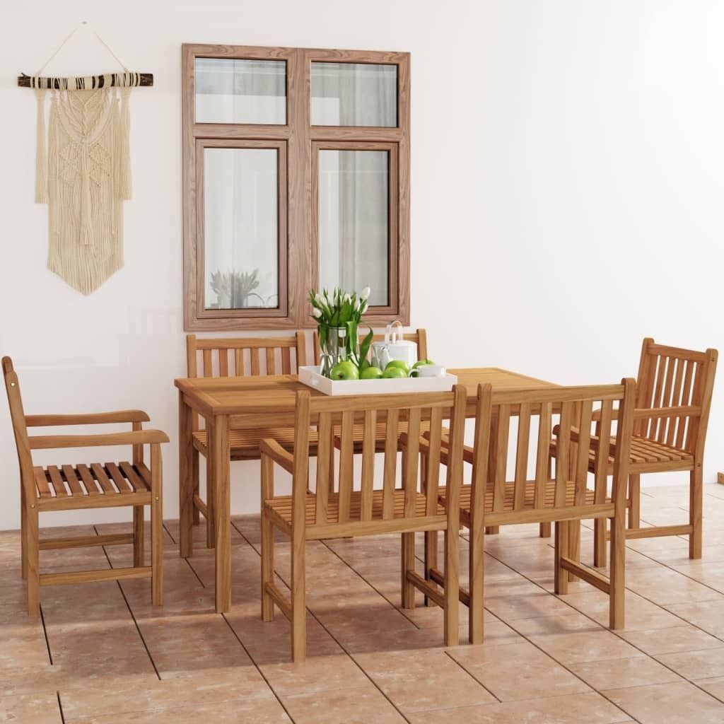 Möbel 7-tlg. Garten-Essgruppe Massivholz Teak - Balkonmöbel 3059936
