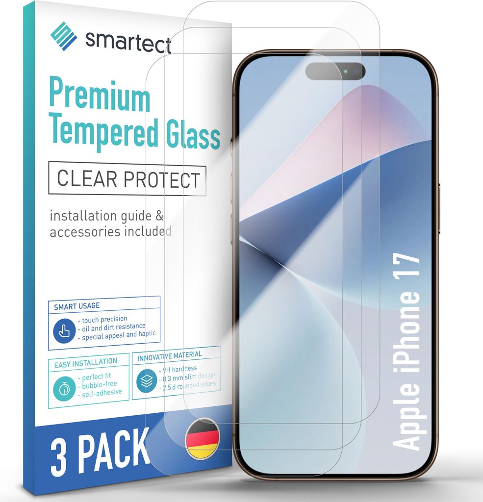 3x Schutzglas Panzerfolie Klar für Apple iPhone 17 Produktbild 
