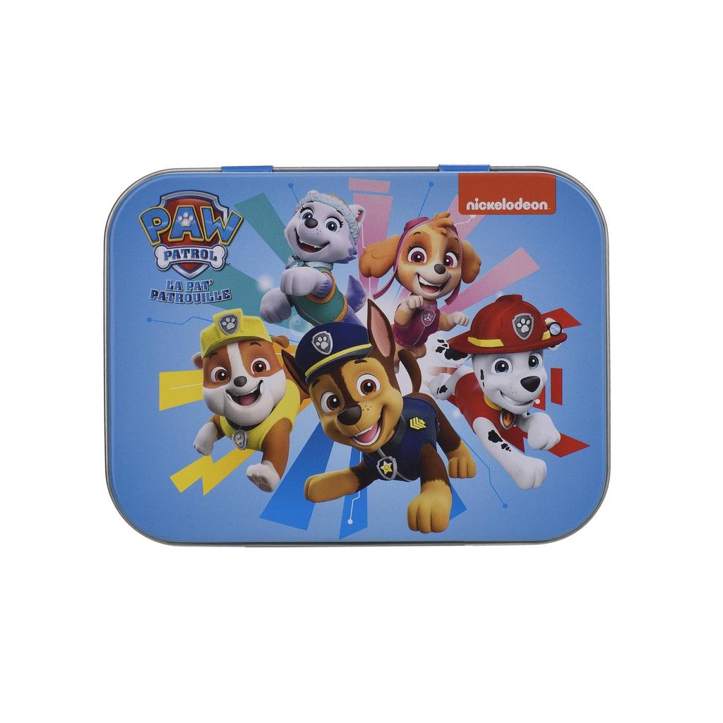 1x Home-Flair Paw Patrol Freunde Blau Kinder Pflaster-Box mit 24 bunten Motiv-Pflastern in Metalldose – Hautfreundlich & Wasserabweisend