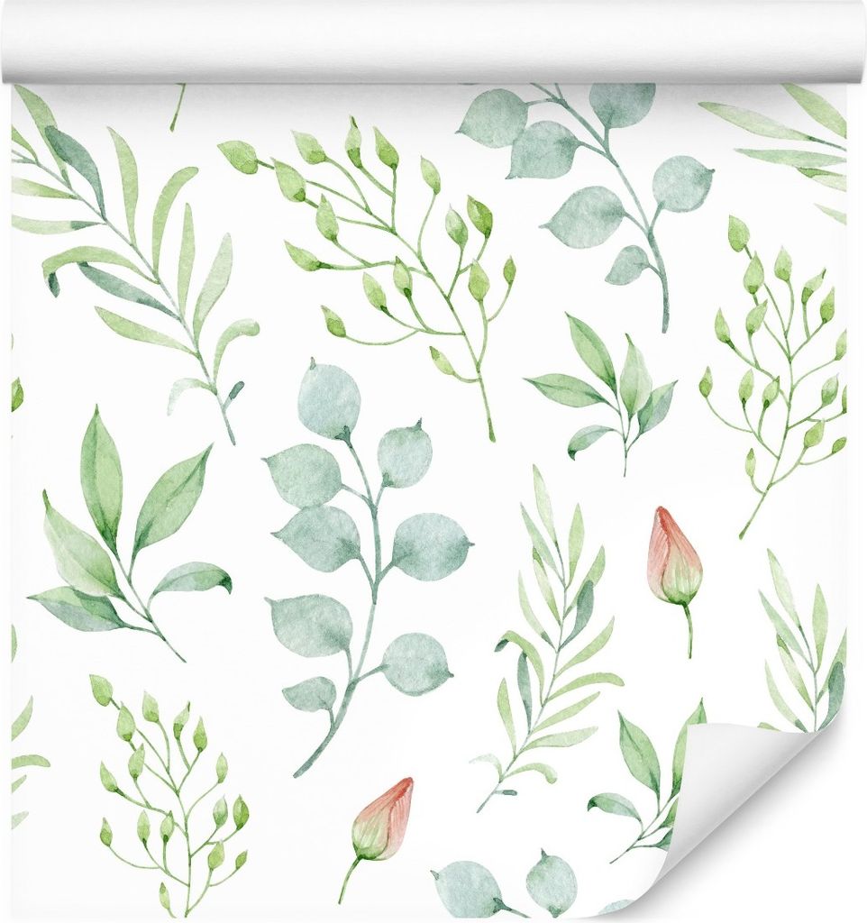 10m VLIES TAPETE Rolle Wohnzimmer Aquarell Pflanzen Knospen Natur Flora XXL