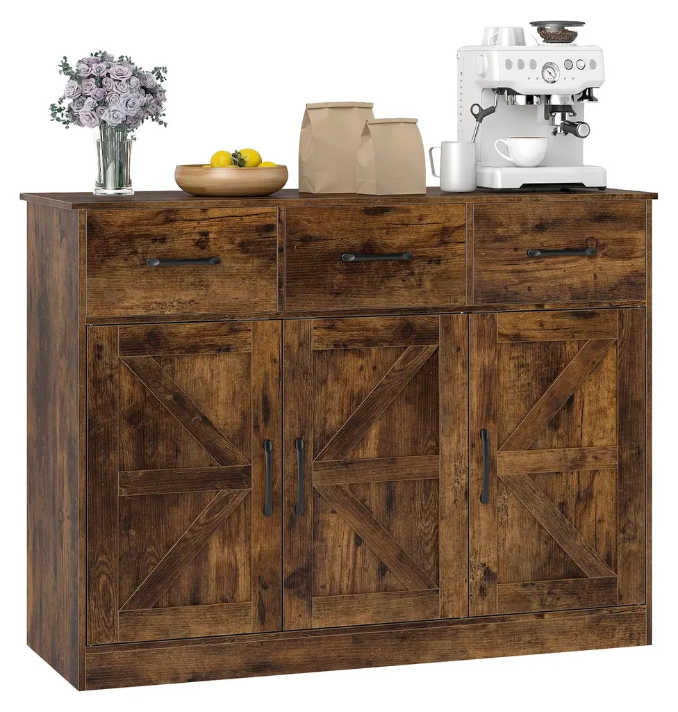 Meuble Bas de Cuisine pour Micro-Ondes et Vaisselle Buffet Pratique