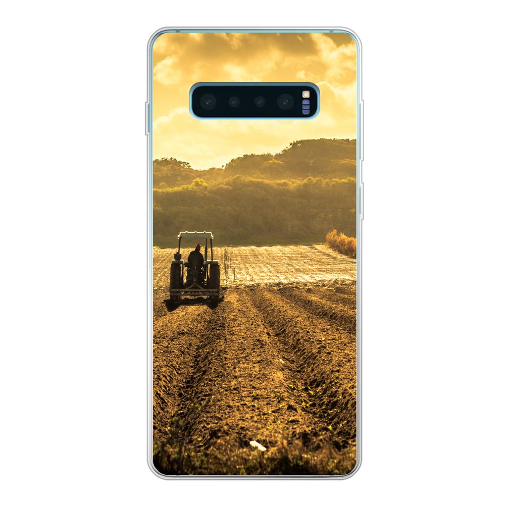 MuchoWow Handyhülle Schutzhülle Hülle für Samsung Galaxy S10 Lite Traktor - Bauernhof - Berg Silikon Softcase Handy Hülle - Schutz