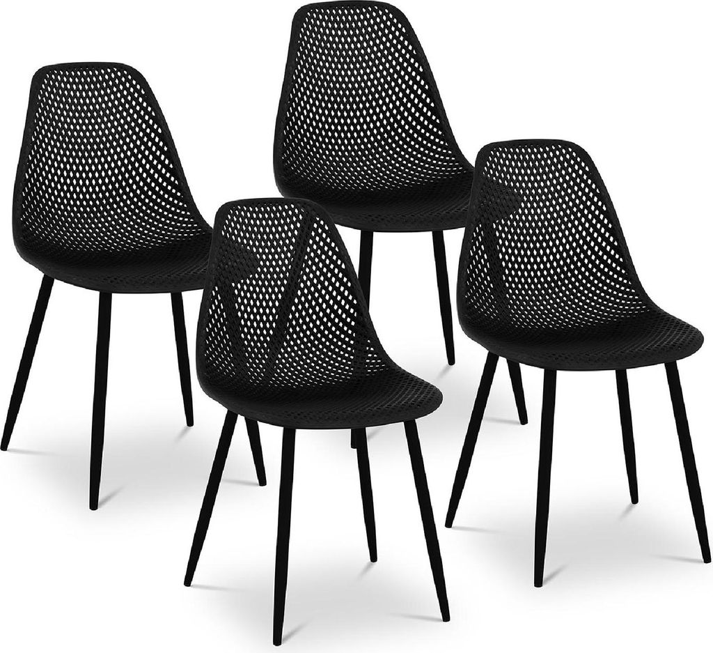 Expondo Fromm & Starck Stuhl - 4er Set - bis 150 kg - Sitzfläche 46 x 51,5 cm - schwarz