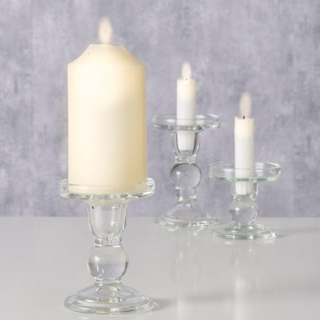 Boltze Home Kerzenständer Glas 3-teiliges Set 13,4 cm