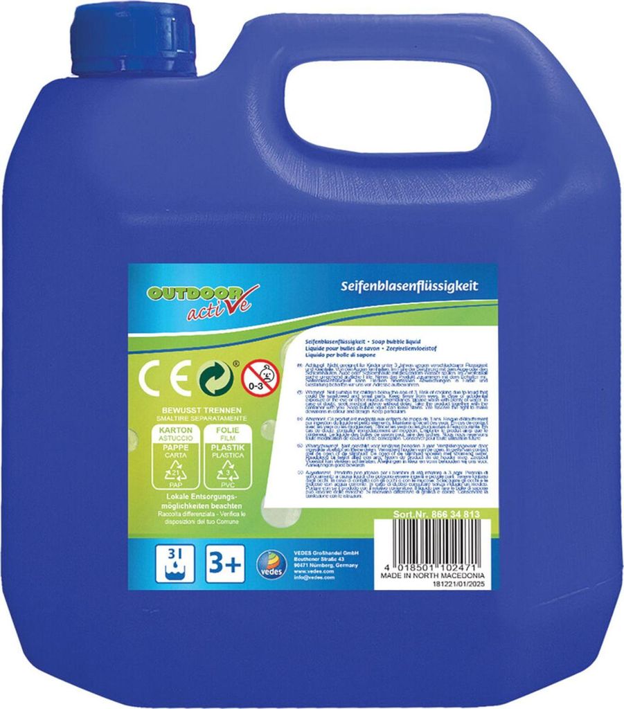 Outdoor active Seifenblasenflüssigkeit, 3 Liter Kanister
